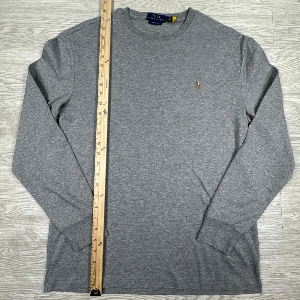 Polo Ralph Lauren Mens T-Shirt Classic Fit Gray Small Long Sleeve Pony Logo